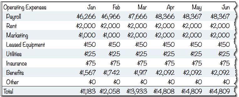 Sample Operating Expenses Budget